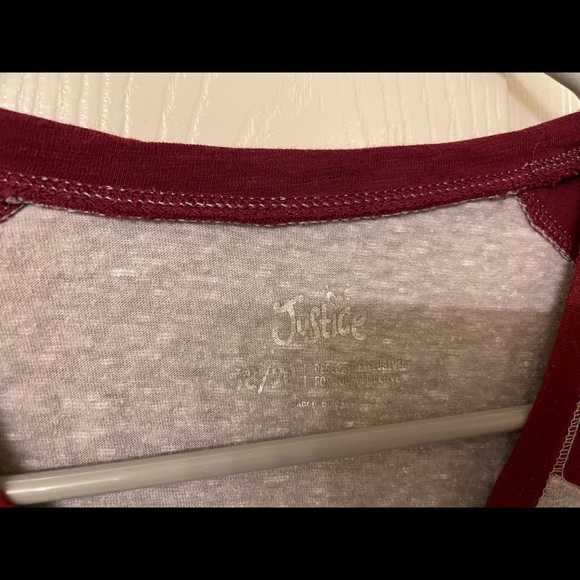 Justice long sleeved raglan shirt size 18/20 - Picture 3 of 3